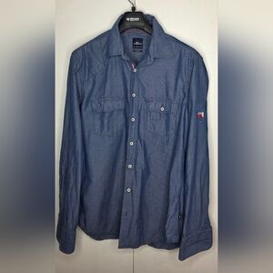 Engbers "backpacking Brazil 1970" Blue Med. Cotton Shirt With Lots Of Detail
